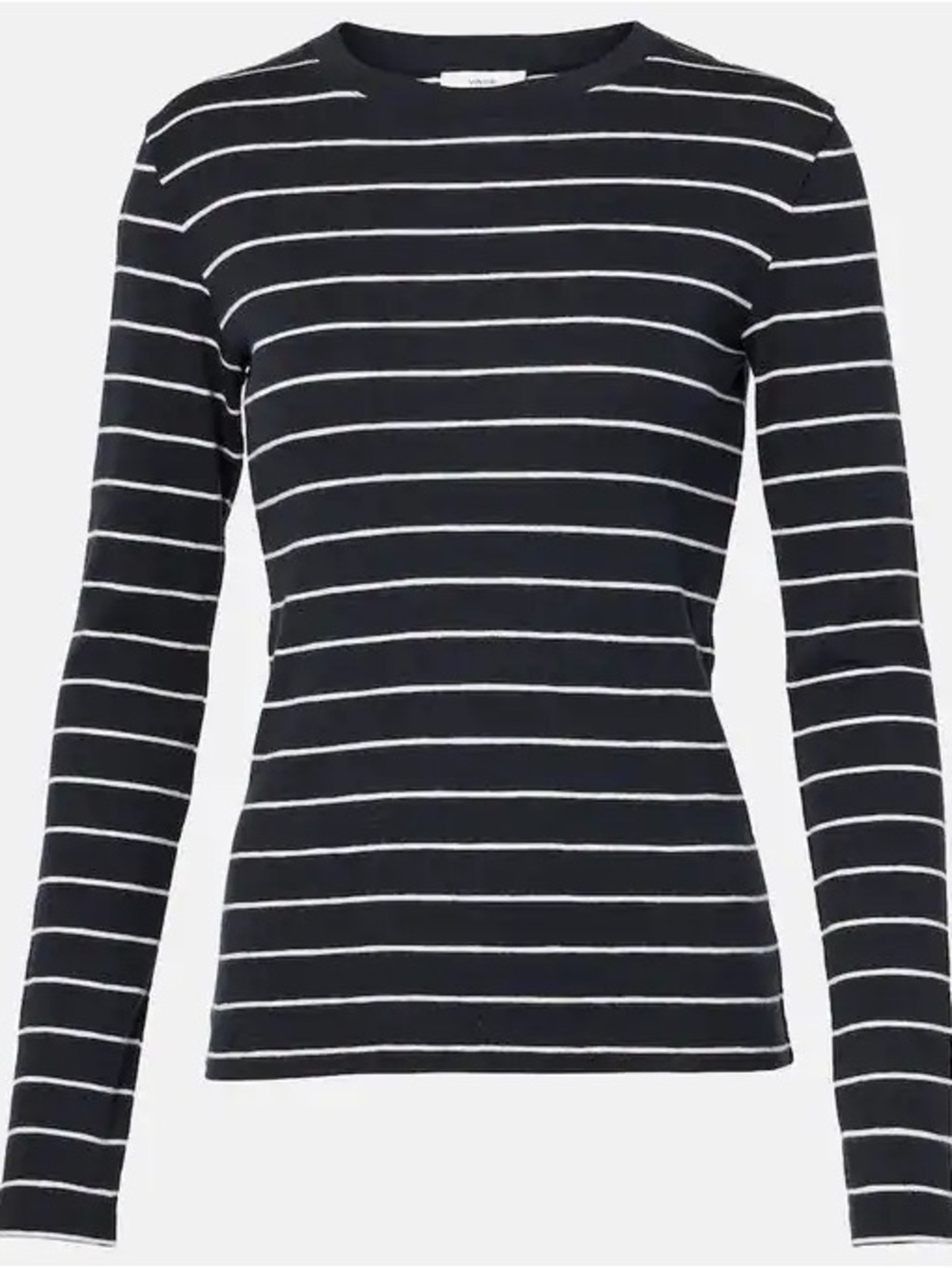 Vince Long Sleeve Striped Cotton Blend Navy Small P